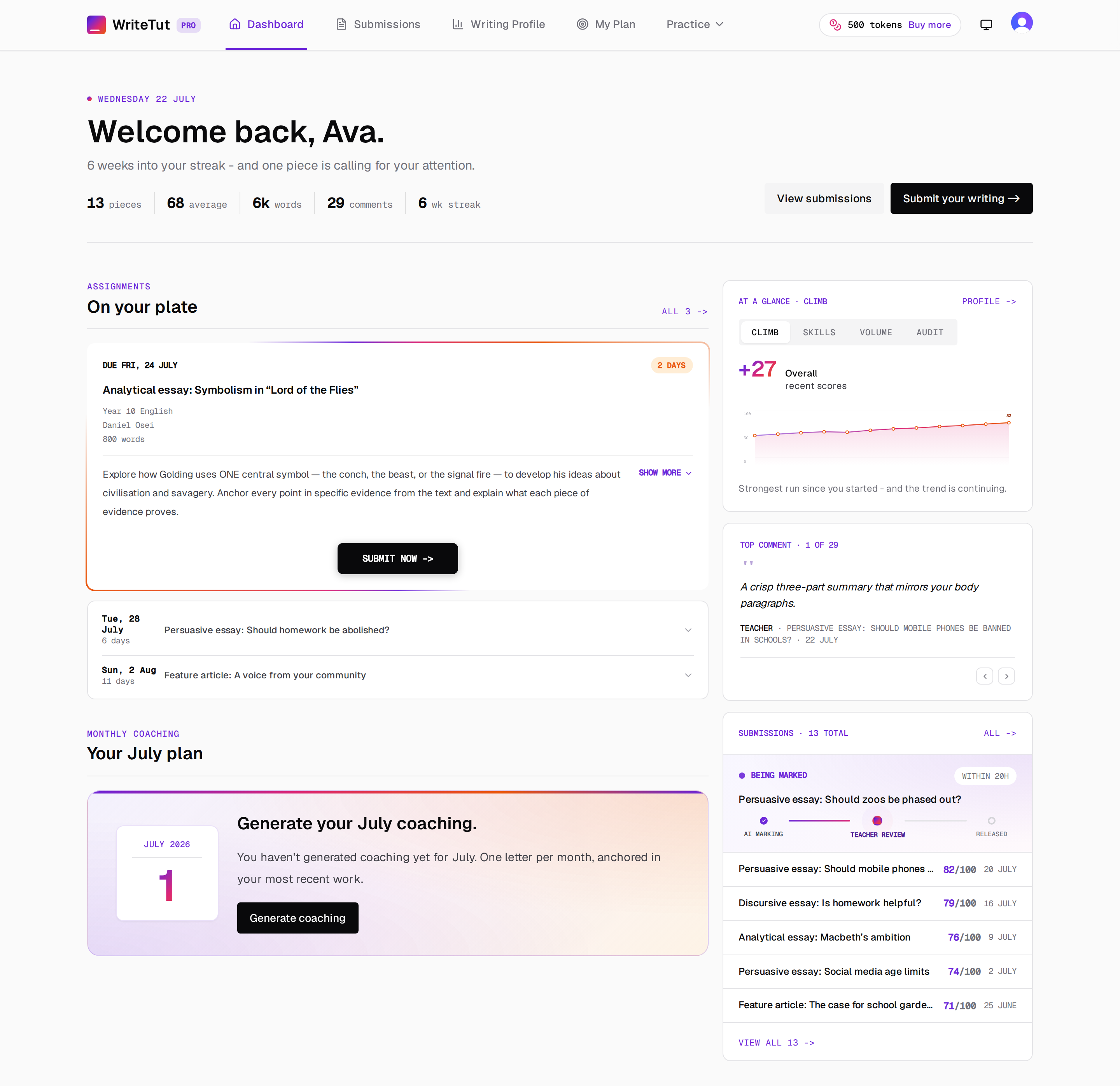 WriteTut screen